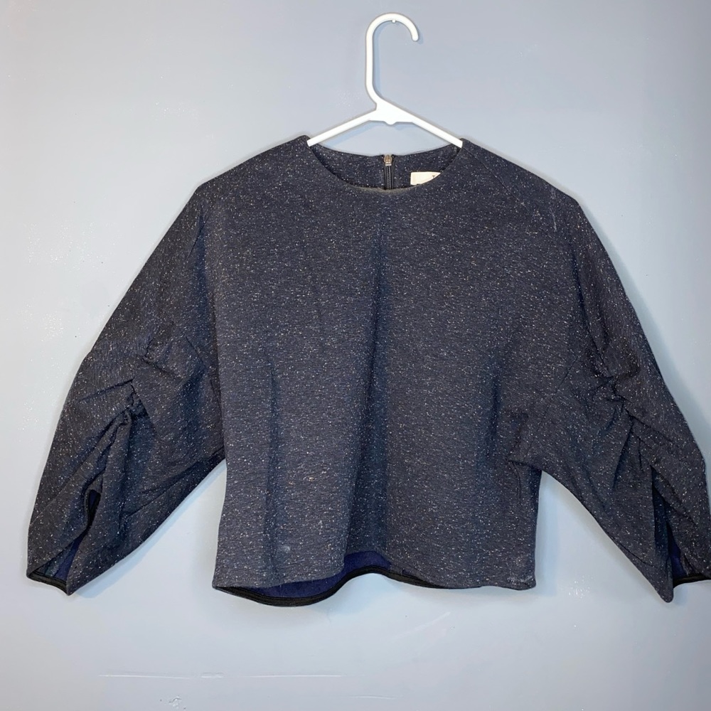 Tibi Navy Blue Top with ruching on Sleeve | Women’s US Size Small